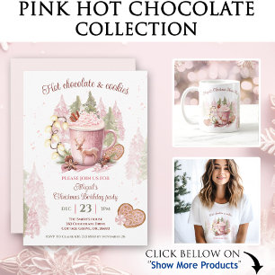 Adesivo Quadrado Vinheta de chocolate quente rosa-rosado de Natal