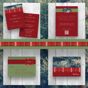 Convite para Casamento de Natal Crimson & Evergree