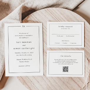 Convites Teri Monograma Border Modern Wedding