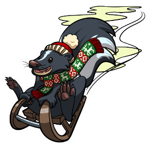 Cartão Postal De Festividades Skunk Em Um Cartoon De Lingança De Natal Cheirado