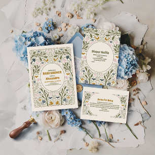 Convites Chá de fraldas Rustic Green Woodland Fern