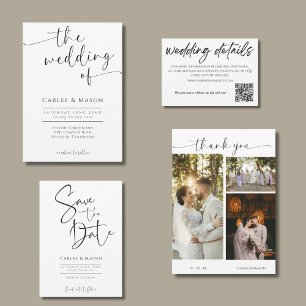 Convites Escuro Elegante Preto e Branco O Casamento de