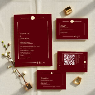 Cartão De Informações Recepção de Casamento Outono em Borgonha