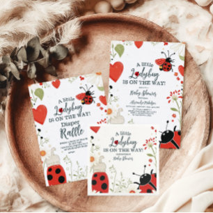 Cartão De Informações Pequenos Livros de Chá de fraldas Primavera Ladybu