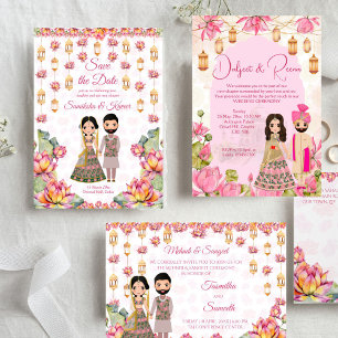 Lotus lanterns casamento indiano salvar o convite