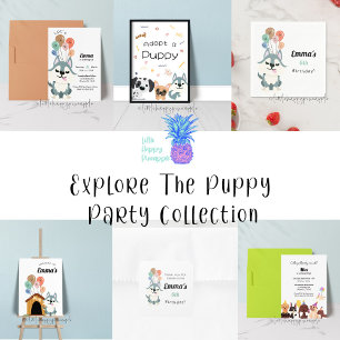 Animais de festas de cachorros de papoila Convite 