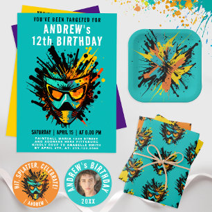 Adesivo Legal Festa de aniversário de Paintball Laranja Mo