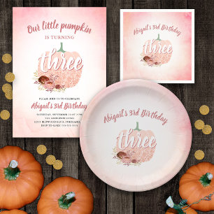 Guardanapo De Papel Rosa Dourada Glitter Pumpkin Fall Girls aniversár