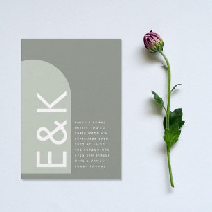 Convites Casamento de Arco do Monograma Moderno Preto Premi