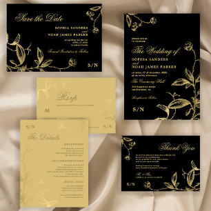 Reserve A Data Casamento vintage de ouro fino Elegante
