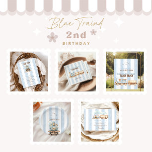 Convites Segundo aniversário do comboio azul Vintage