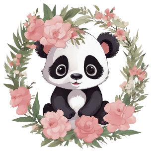 Camiseta Urso de Panda Adorável com Flores