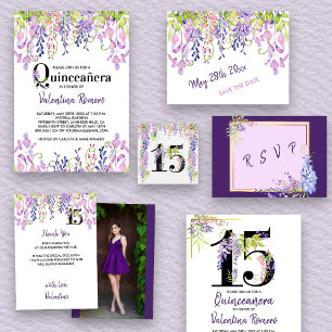 Cartão RSVP Watercolor Wisteria Purple Lavanda Floral