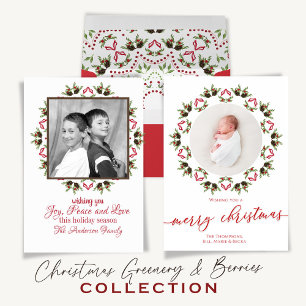 Convites Feliz Natal Red Green Pinecone - Festa de Padrão