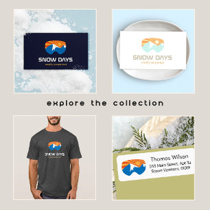 Cartão De Visita Skier Snow Goggles Skiing