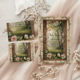 Cartão De Informações Boho Woodland Forest Books para Bebê