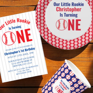 Convites Primeiro aniversario Rookie Baseball