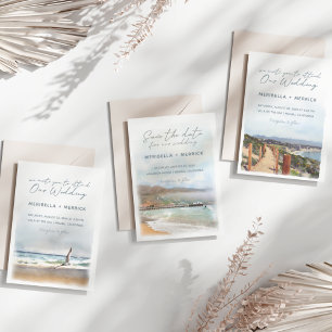 Convites Malibu   Sea Tern Beach Coastal Watercolor Casamen