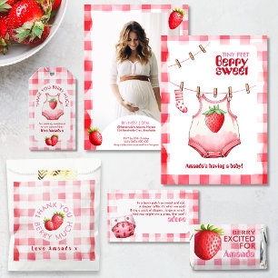 Adesivo Berry Thankful Strawberry Chá de fraldas Favor do 