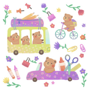 Adesivo Ilustração de Volta às Aulas do Teddy
