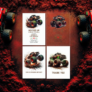 Convites "Revolvido e pronto para rodar" Monster Truck Aniv