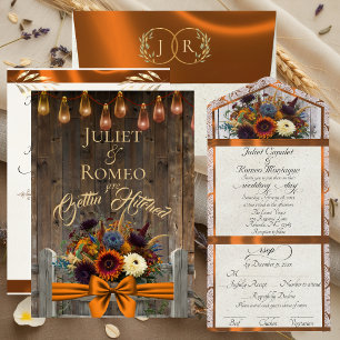 Cartão RSVP Flores selvagens, Fita Vermelha e Luzes