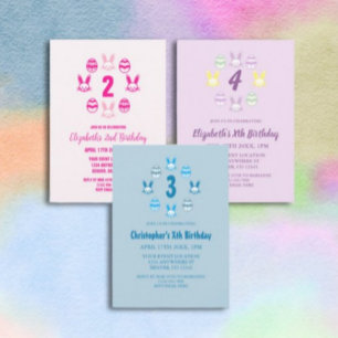 Convites Aniversário de 3 anos Páscoa azul