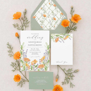 Flor selvagem com placas RSVP de escolha de refeiç