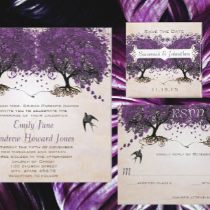 Convites Orchid Love Bird Casamento tema damasco Invite