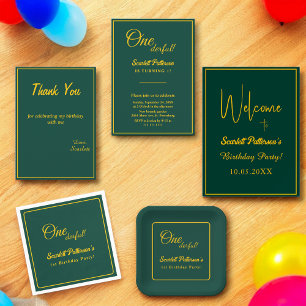 Cartão De Agradecimento Primeiro aniversario Mínimo Verde Chic E Delicado 