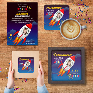 Porta-copo De Papel Quadrado Foguete de Foguete Exterior Bonito Explodiu Aniver