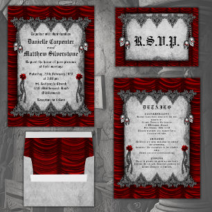 Convites Blood Roses and Silk Red Gothic Wedding