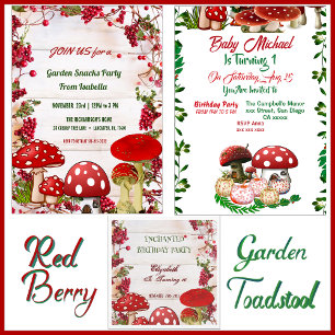 Convites Red Toadstool Garden Fairy Fairy Party