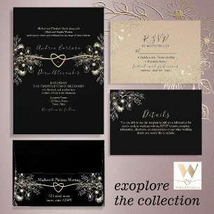 Menu Vintage Black and Dourado Wedding