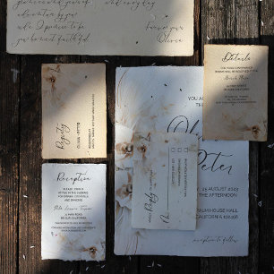 De Informações Cartão com Detalhes Florais Boho Neutro