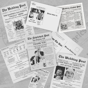 Convites Cronologia de Casamento em Jornal Único