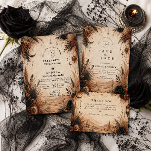 Convites Casamento Deserto Boho Góthico