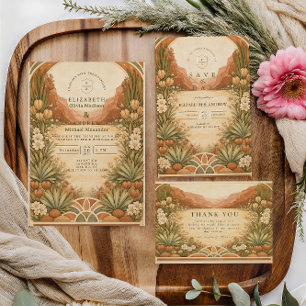Convites Casamento no Deserto Boho com Flores Silvestres