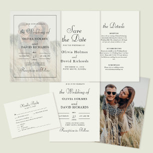 Convites Casamento Personalizado de Foto Boho Minimalista