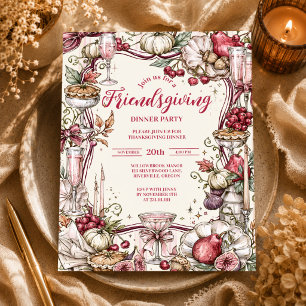 Prato De Papel Jantar de Friendsgiving Romântico e Sedutor