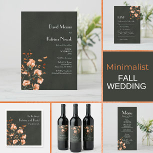 Convites Casamento de Florais Laranja Elegante Verde Queima