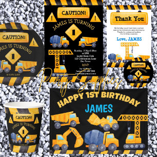 Convites Festa de aniversário de caminhões de construção