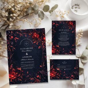 Cartão De Agradecimento Casamento Floral Crest Monogramart Nouveau