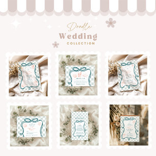 Cartão De Agradecimento Casamento Costeiro Desenhado À Mão