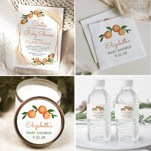 Convites Laranja Pequeno Chá de fraldas de Citros