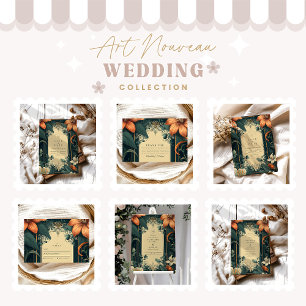 Cartão De Agradecimento Art Nouveau Whimsical Floral Wedding