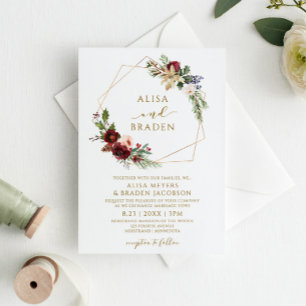 Convites Casamento de Natal Wreath Elegante Greenery