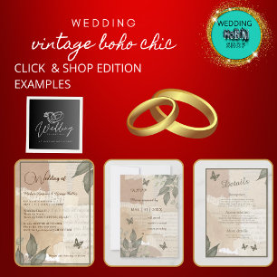 Adesivo casamento vintage boho chic greenery