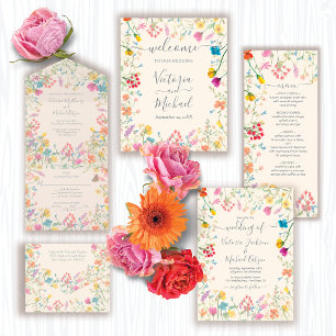 Convites Delicar Casamento de Jardim Floral de Flor Selvage