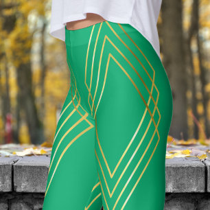 Legging Chic Pistachio Green Diamantes Padrão